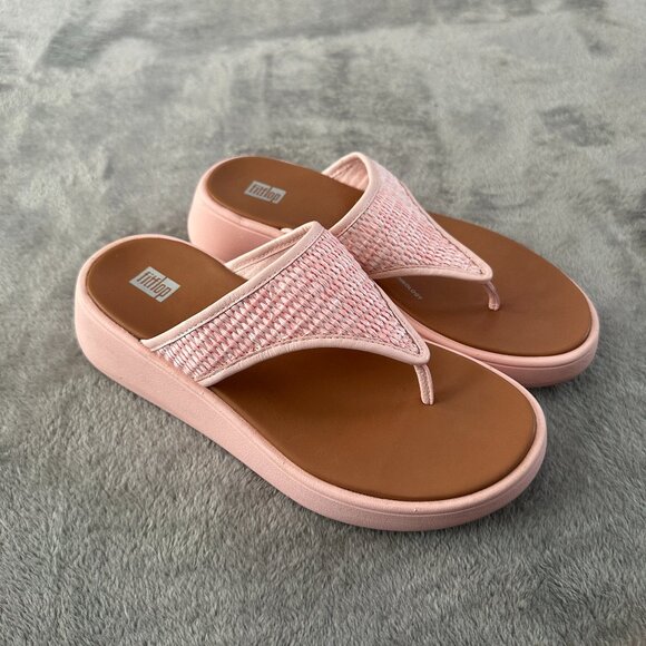 FitFlop F-Mode Raffia Thong Sandals Shoes Pink Women's size 7 Fit Flop - Picture 1 of 5